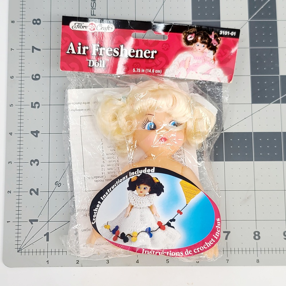 Crochet Air Freshener Doll Blonde 5.75in Crochet Instructions Vintage Ruffle